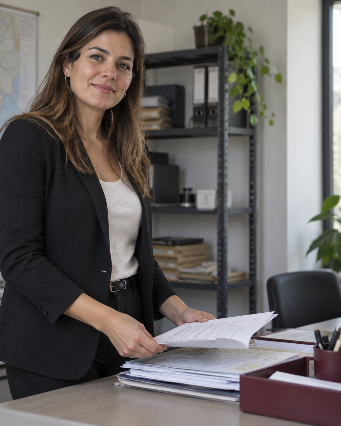 Mili, gestora del automotor, en su oficina